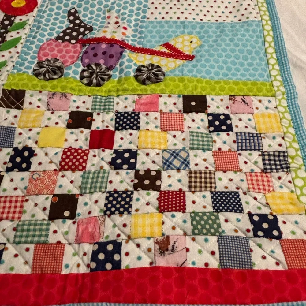 Quilt Chicks And Rabbits Polka Dots Wall Art 16x18
